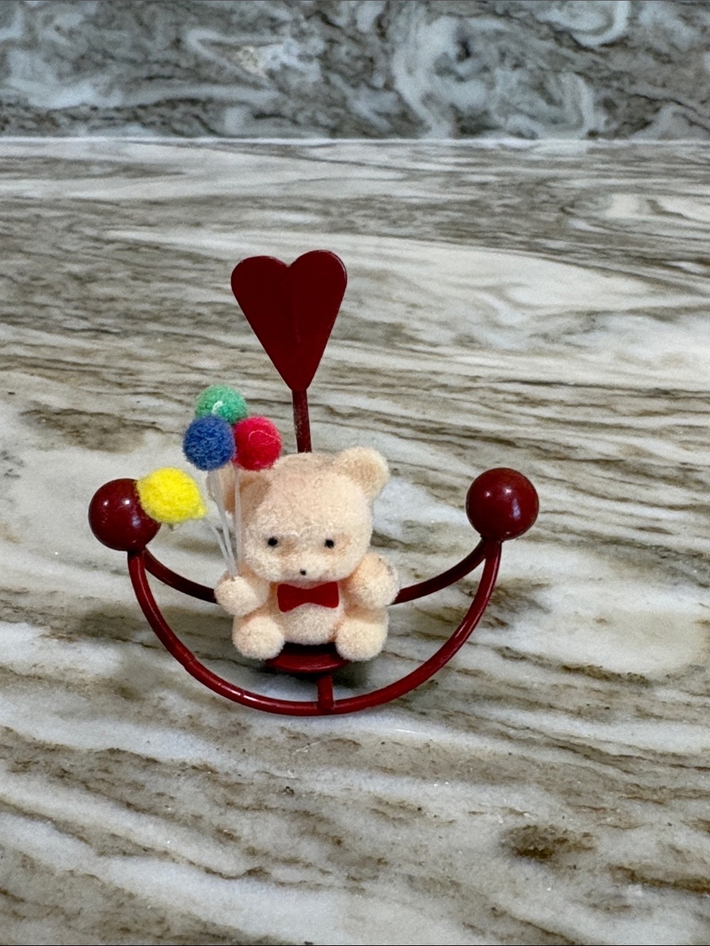 Russ Berries 80’s Fuzzy Flocked Rocking Teddy Bear with Balloons